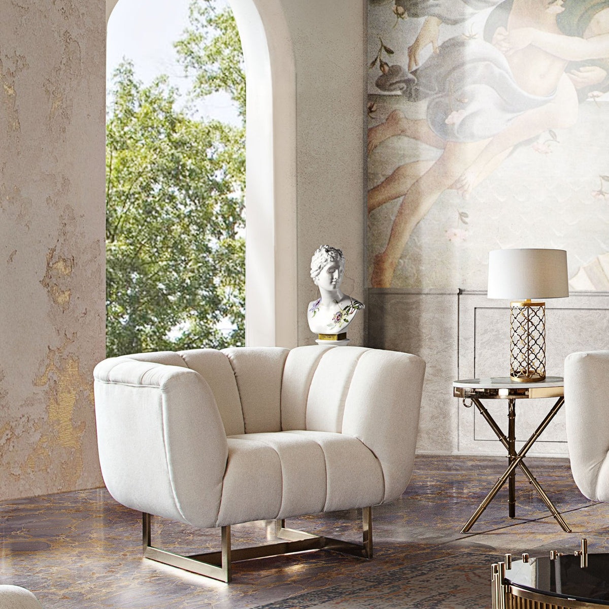 Venus Cream Fabric Chair