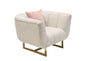 Venus Cream Fabric Chair w/ Contrasting Pillows & Gold Finished Metal Base by Diamond Sofa