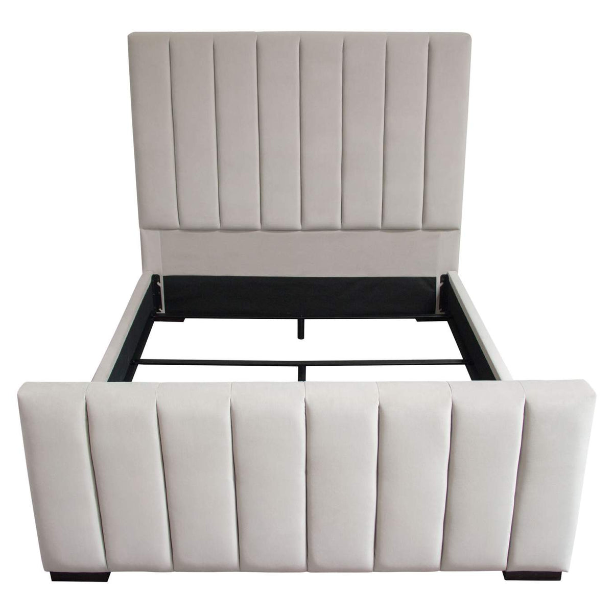 VENUSLGEKBED Venus Vertical Channel Tufted Eastern King Bed In Light Grey Velvet