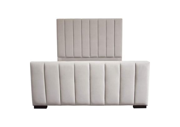 VENUSLGEKBED Venus Vertical Channel Tufted Eastern King Bed In Light Grey Velvet