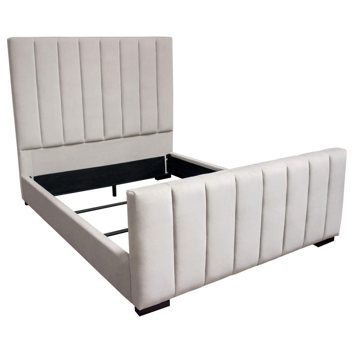 VENUSLGEKBED Venus Vertical Channel Tufted Eastern King Bed In Light Grey Velvet