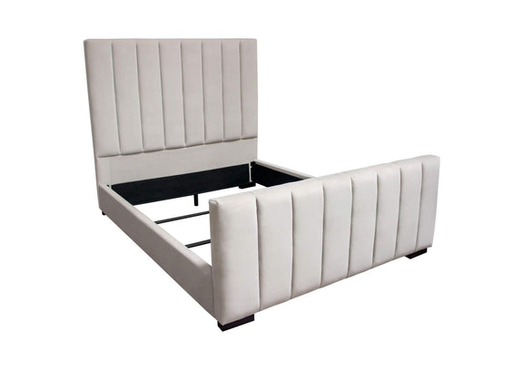 VENUSLGEKBED Venus Vertical Channel Tufted Eastern King Bed In Light Grey Velvet