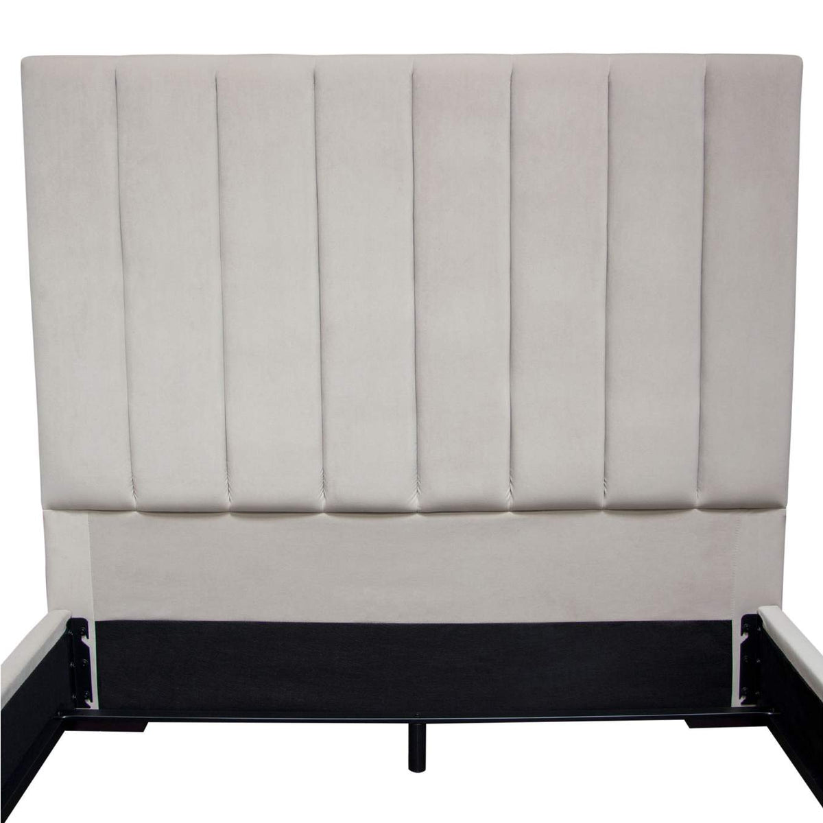 VENUSLGEKBED Venus Vertical Channel Tufted Eastern King Bed In Light Grey Velvet