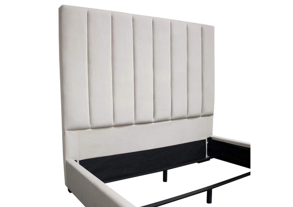 VENUSLGEKBED Venus Vertical Channel Tufted Eastern King Bed In Light Grey Velvet