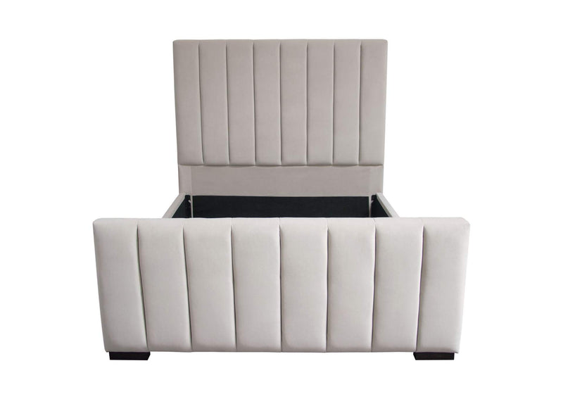 VENUSLGEKBED Venus Vertical Channel Tufted Eastern King Bed In Light Grey Velvet