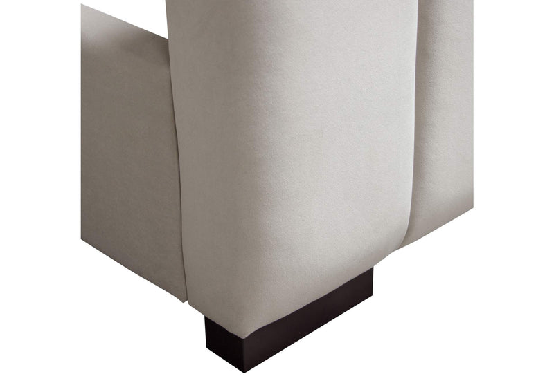 VENUSLGQUBED Venus Vertical Channel Tufted Queen Bed In Light Grey Velvet