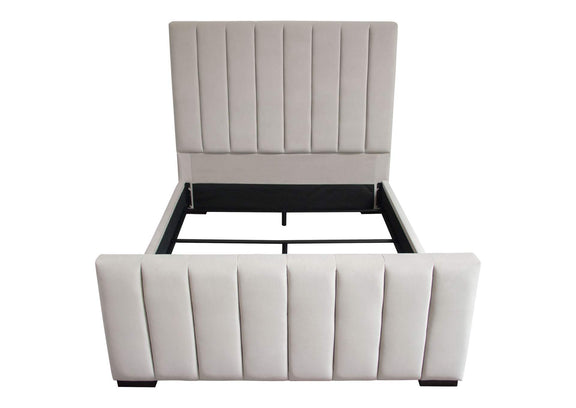 VENUSLGQUBED Venus Vertical Channel Tufted Queen Bed In Light Grey Velvet