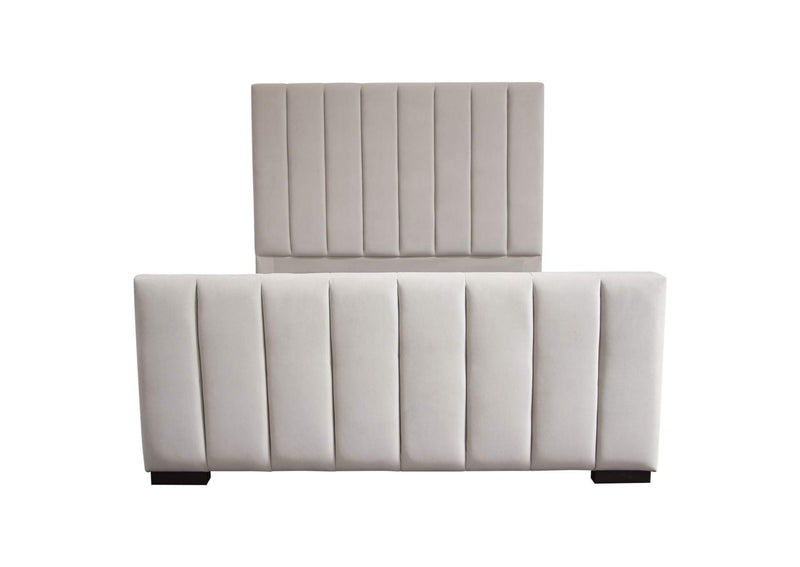 VENUSLGQUBED Venus Vertical Channel Tufted Queen Bed In Light Grey Velvet