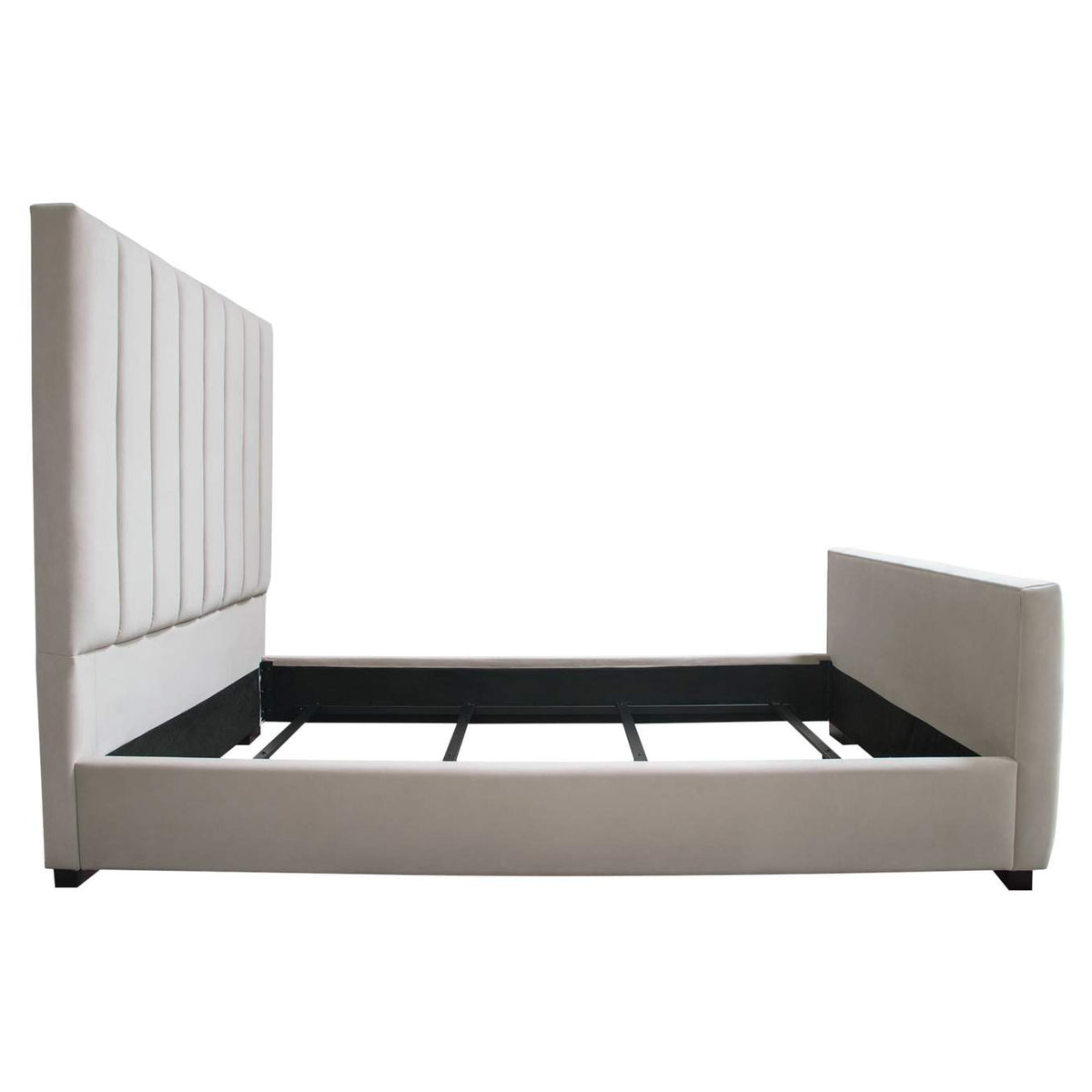 VENUSLGQUBED Venus Vertical Channel Tufted Queen Bed In Light Grey Velvet
