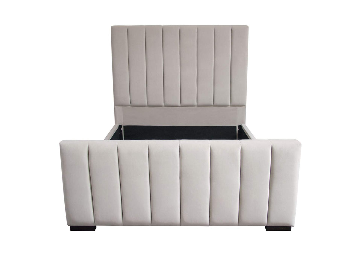 VENUSLGQUBED Venus Vertical Channel Tufted Queen Bed In Light Grey Velvet