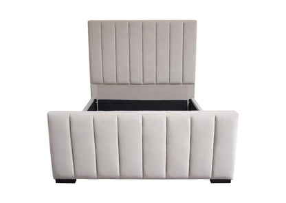 VENUSLGQUBED Venus Vertical Channel Tufted Queen Bed In Light Grey Velvet