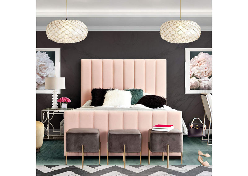 VENUSPNEKBED Venus Vertical Channel Tufted Eastern King Bed In Blush Pink Velvet