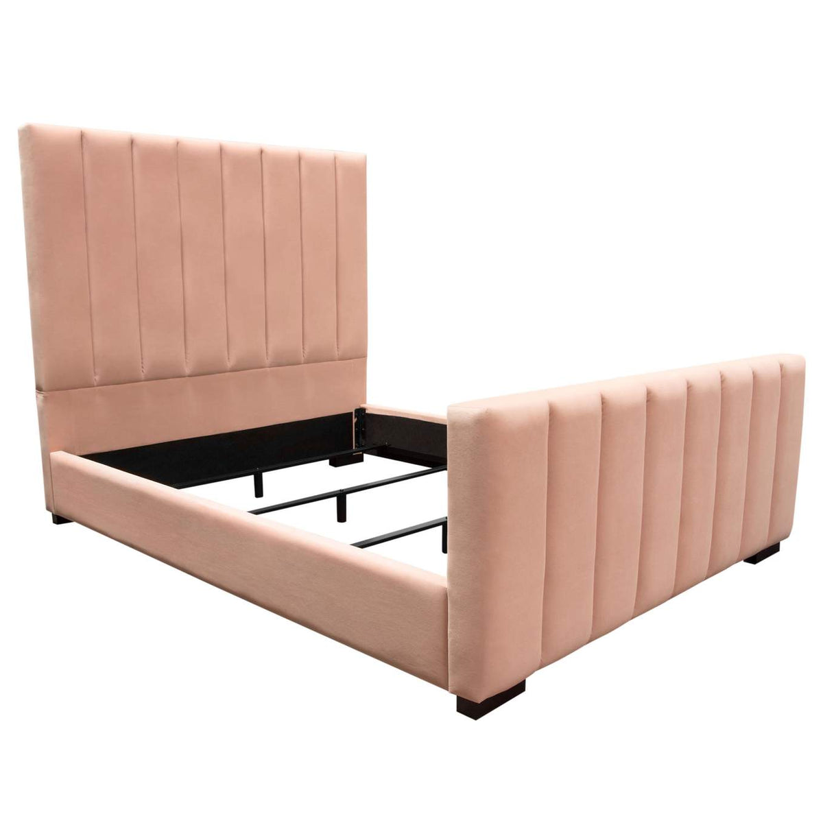VENUSPNEKBED Venus Vertical Channel Tufted Eastern King Bed In Blush Pink Velvet