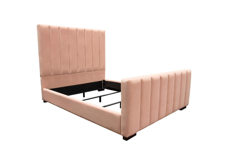 VENUSPNEKBED Venus Vertical Channel Tufted Eastern King Bed In Blush Pink Velvet