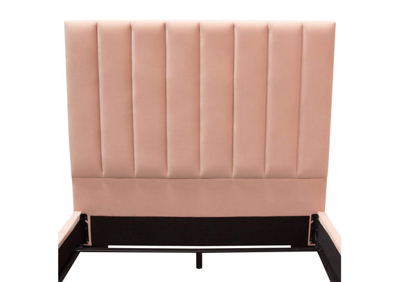 VENUSPNEKBED Venus Vertical Channel Tufted Eastern King Bed In Blush Pink Velvet