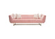 Venus Sofa In Blush Pink Velvet W/ Contrasting Pillows & Gold Finished Metal Base