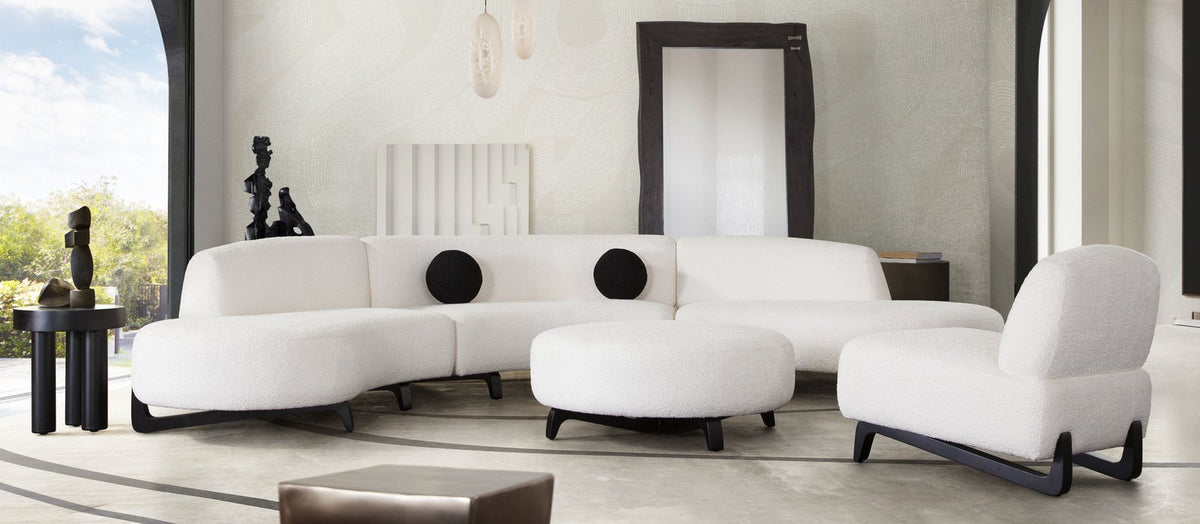 Vesper 3PC Modular Curved Armless Sofa & (2) Chaise