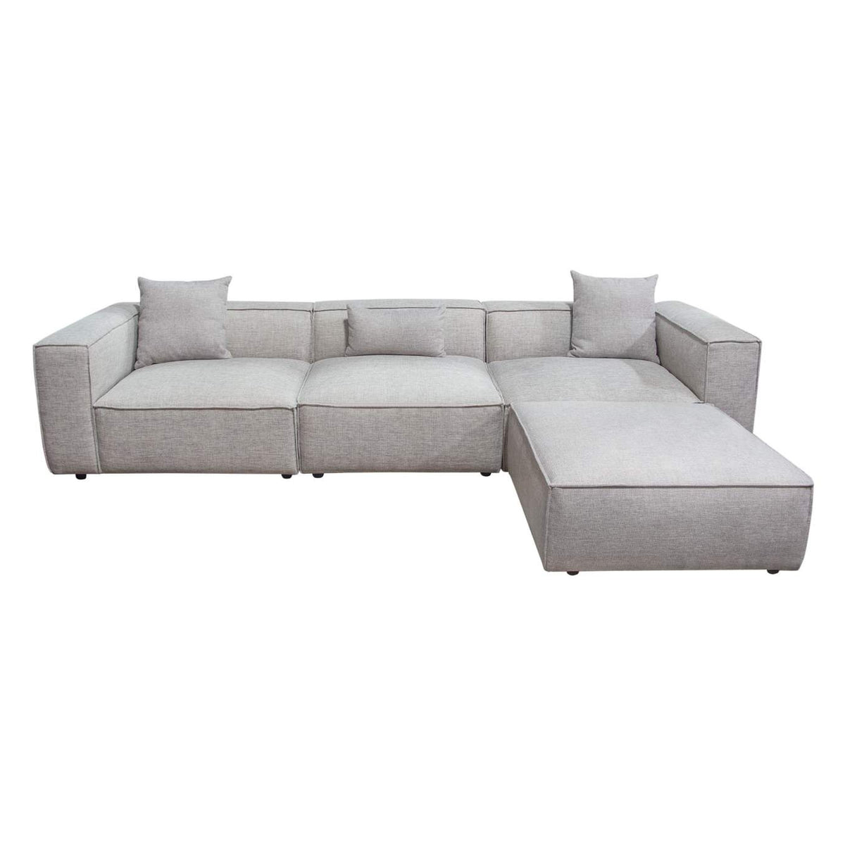 VICE4PCBA Vice 4pc Modular Sectional In Barley Fabric With Ottoman