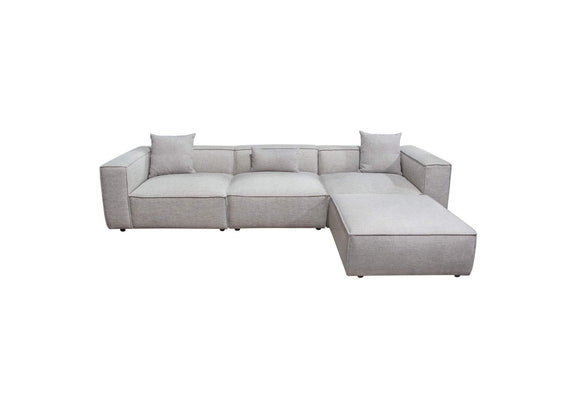 VICE4PCBA Vice 4pc Modular Sectional In Barley Fabric With Ottoman