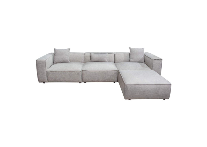 VICE4PCBA Vice 4pc Modular Sectional In Barley Fabric With Ottoman