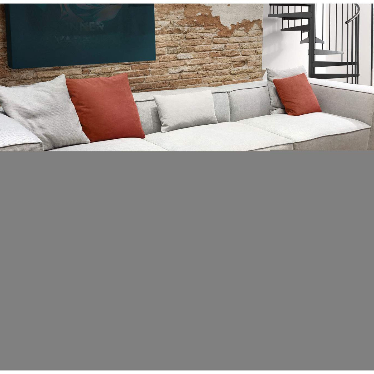 VICE4PCBA Vice 4pc Modular Sectional In Barley Fabric With Ottoman