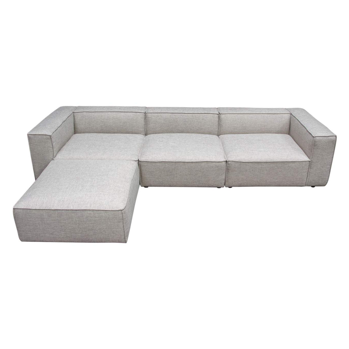 VICE4PCBA Vice 4pc Modular Sectional In Barley Fabric With Ottoman