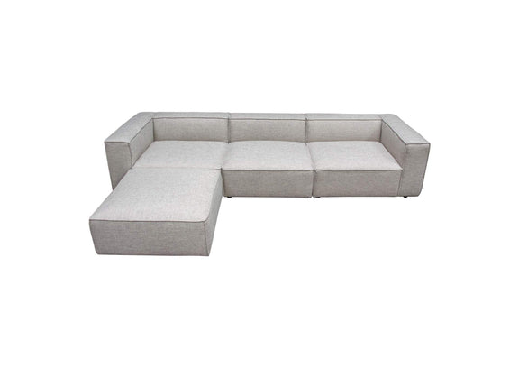 VICE4PCBA Vice 4pc Modular Sectional In Barley Fabric With Ottoman