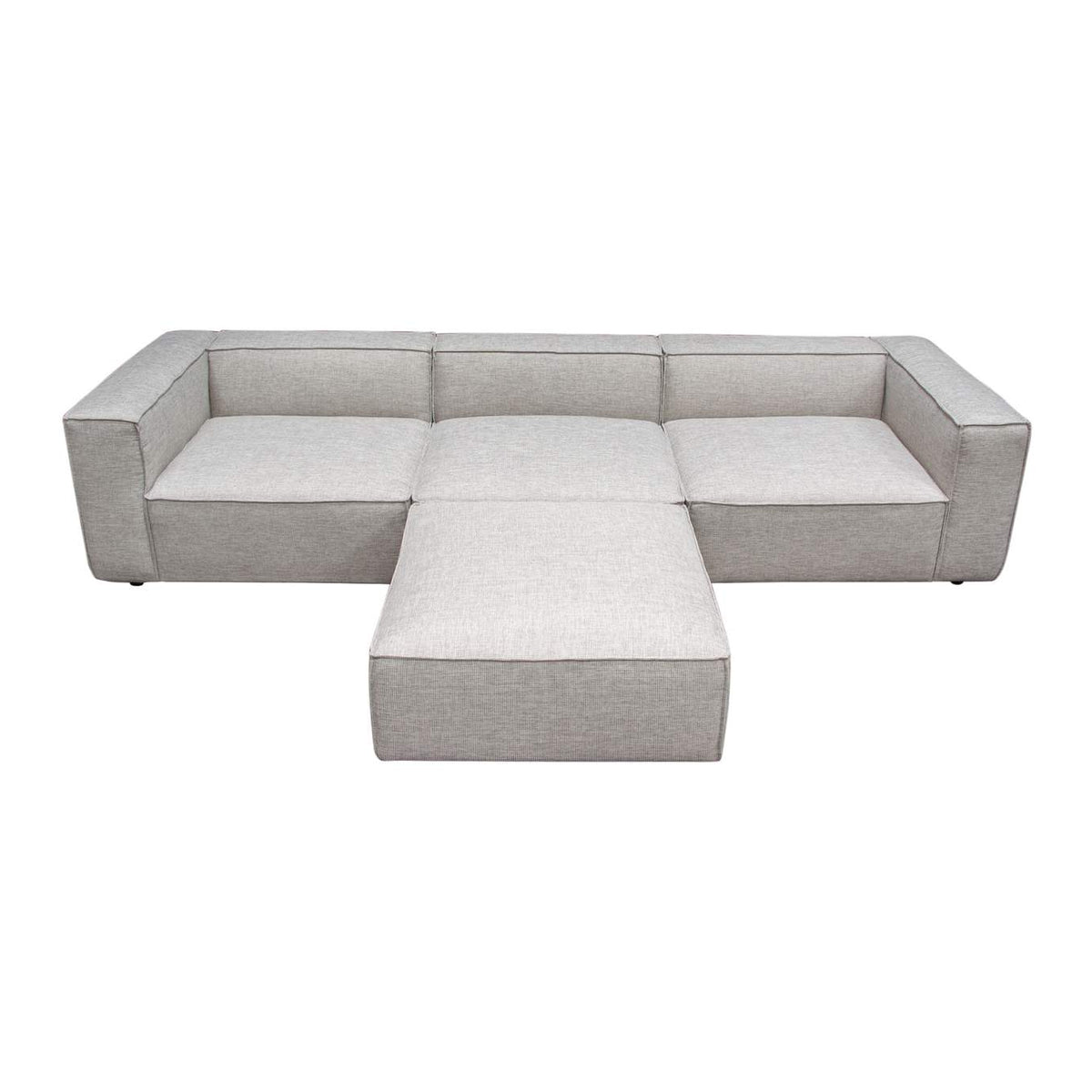 VICE4PCBA Vice 4pc Modular Sectional In Barley Fabric With Ottoman