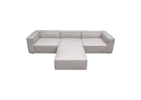 VICE4PCBA Vice 4pc Modular Sectional In Barley Fabric With Ottoman