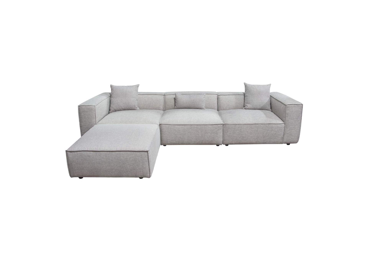 VICE4PCBA Vice 4pc Modular Sectional In Barley Fabric With Ottoman