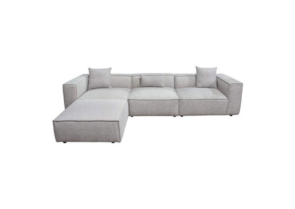 VICE4PCBA Vice 4pc Modular Sectional In Barley Fabric With Ottoman