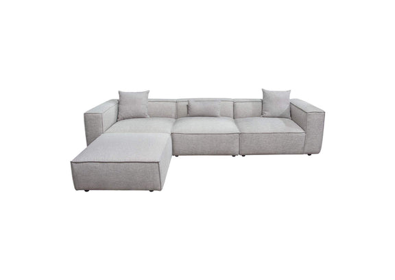 VICE4PCBA Vice 4pc Modular Sectional In Barley Fabric With Ottoman