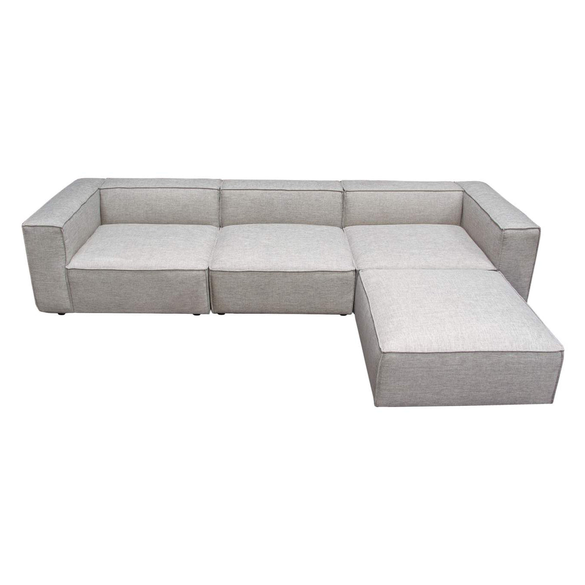 VICE4PCBA Vice 4pc Modular Sectional In Barley Fabric With Ottoman
