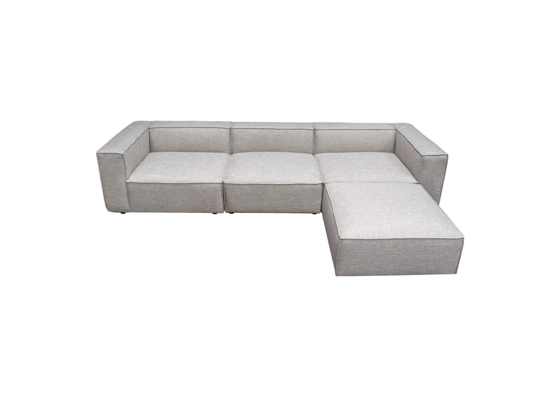 VICE4PCBA Vice 4pc Modular Sectional In Barley Fabric With Ottoman