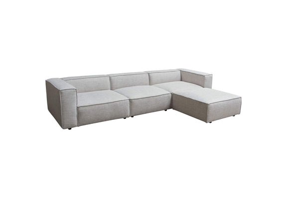 VICE4PCBA Vice 4pc Modular Sectional In Barley Fabric With Ottoman