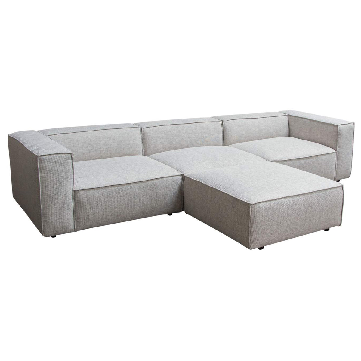 VICE4PCBA Vice 4pc Modular Sectional In Barley Fabric With Ottoman