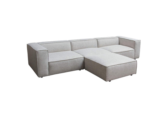 VICE4PCBA Vice 4pc Modular Sectional In Barley Fabric With Ottoman
