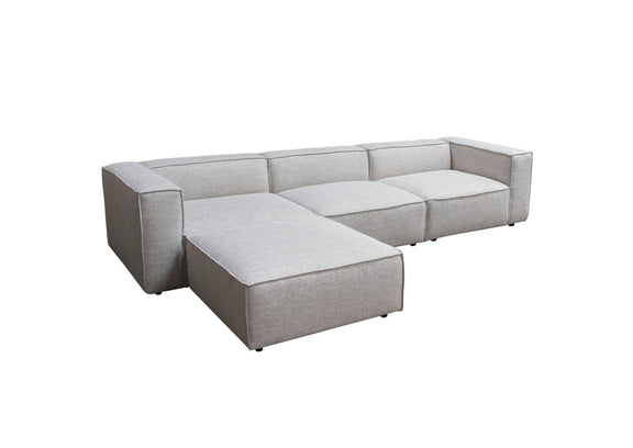 VICE4PCBA Vice 4pc Modular Sectional In Barley Fabric With Ottoman