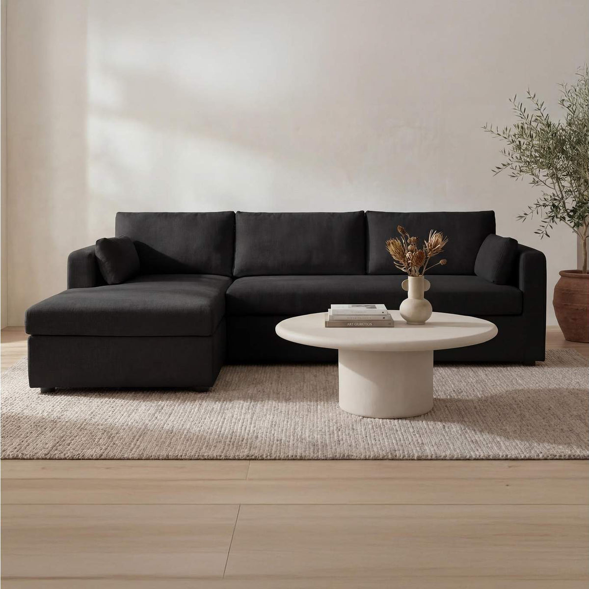 VV-1007-02-L-0 Burrow Sleeper Sectional With Storage Chaise Black Left
