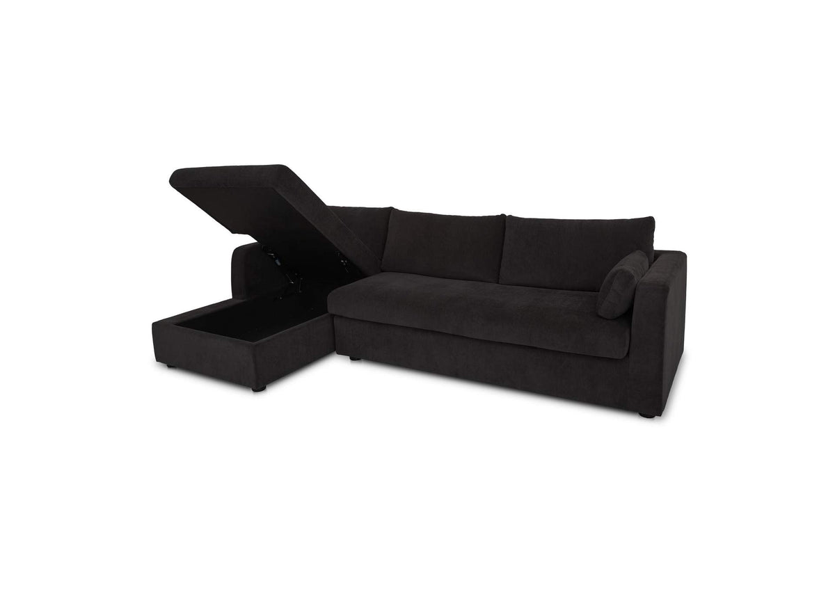 VV-1007-02-L-0 Burrow Sleeper Sectional With Storage Chaise Black Left