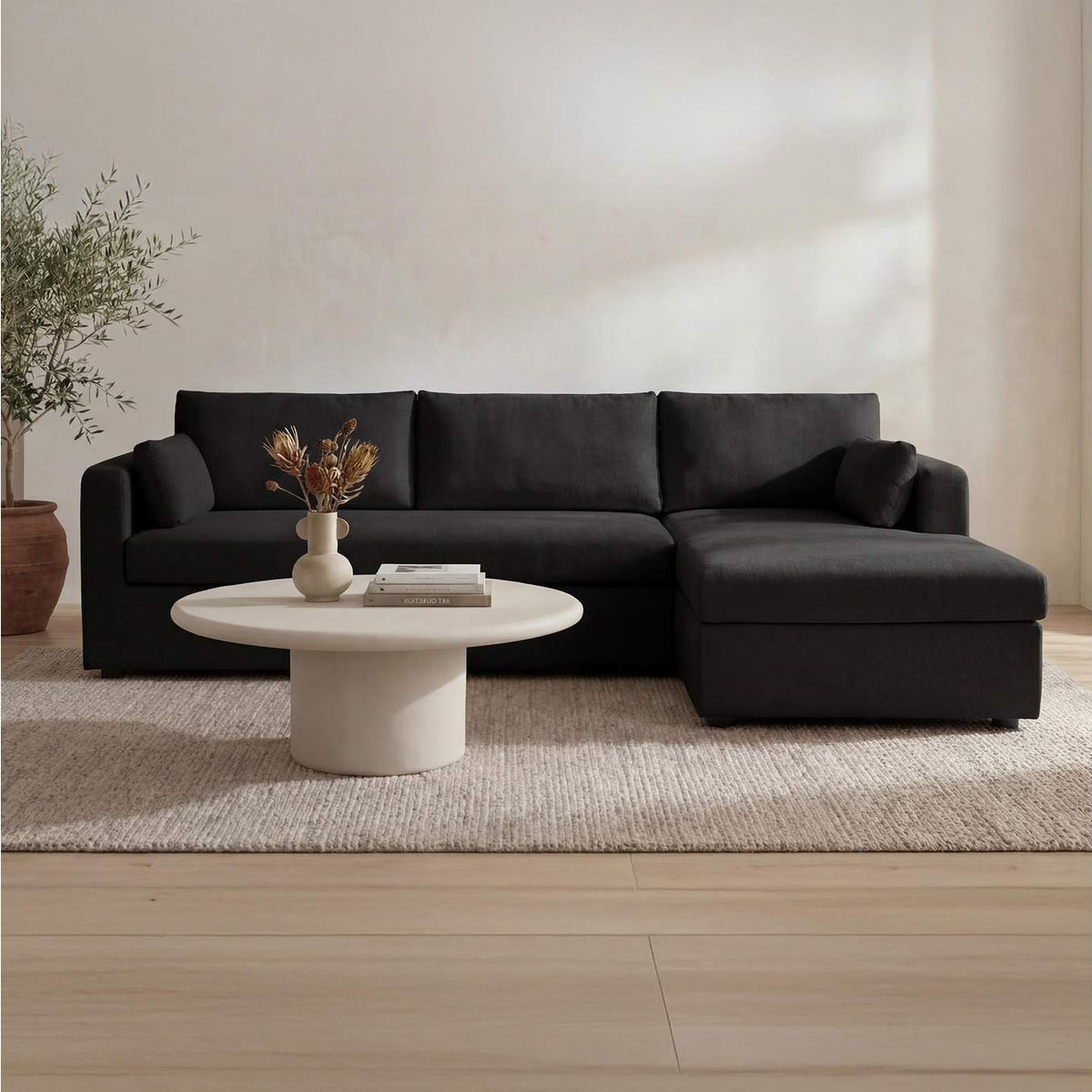 VV-1007-02-R-0 Burrow Sleeper Sectional With Storage Chaise Black Right