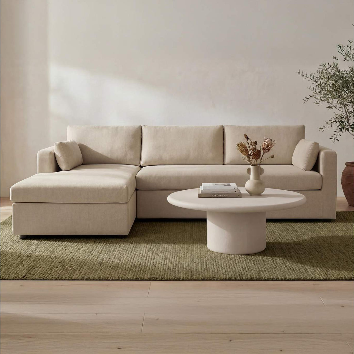VV-1007-34-L-0 Burrow Sleeper Sectional With Storage Chaise Sand Left