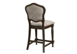 CR-87711-24-2 Vegas Upholstered Barstools with Backs | Counter Height Dining Chairs | Distressed Gray Wood | Nailheads | Set of 2
