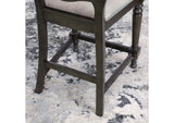 CR-87711-24-2 Vegas Upholstered Barstools with Backs | Counter Height Dining Chairs | Distressed Gray Wood | Nailheads | Set of 2