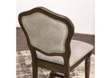 CR-87711-24-2 Vegas Upholstered Barstools with Backs | Counter Height Dining Chairs | Distressed Gray Wood | Nailheads | Set of 2