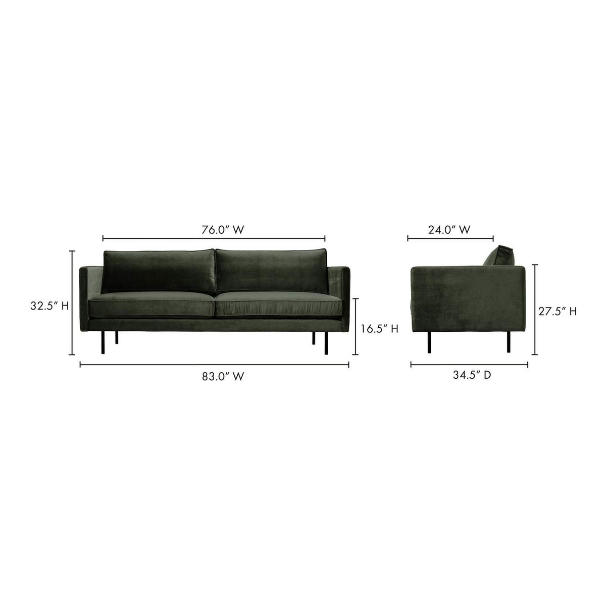 WB-1002-27 Raphael Sofa Dark Green