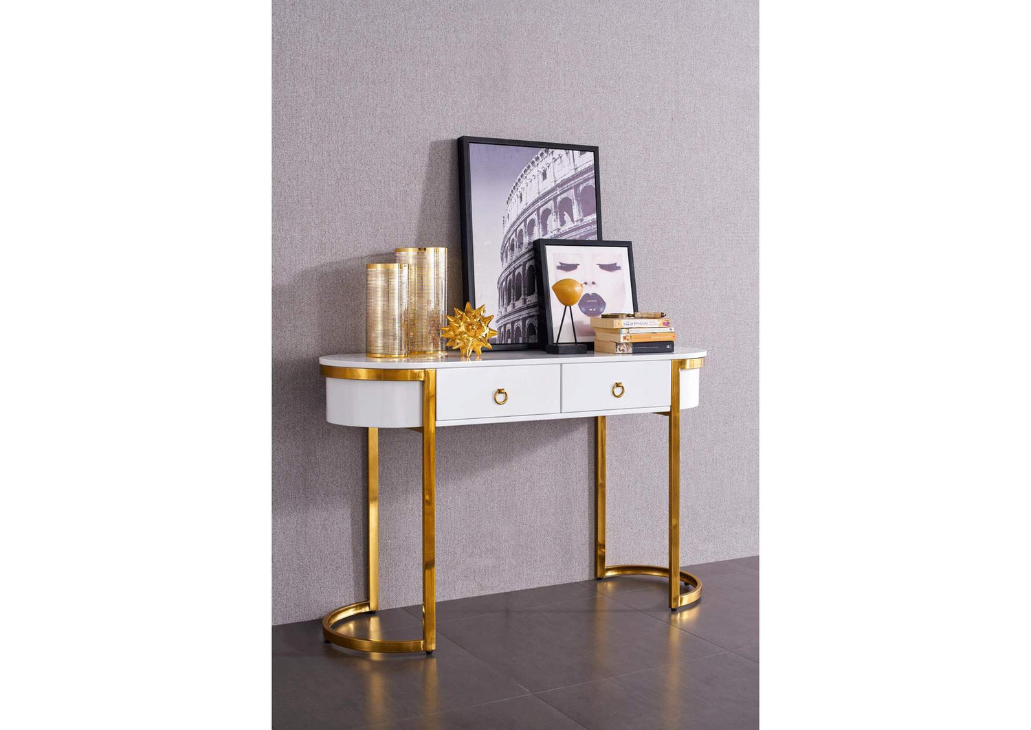 i26171 131 Hallway Console Table White/Gold