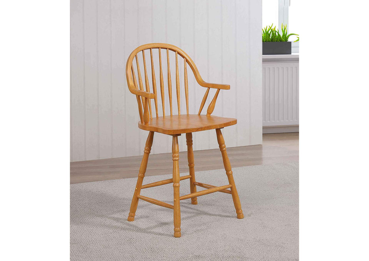 DLU-B3024A-LO-2 Sunset Trading Oak Selections 24" Windsor Arm Stool | Light Oak | Counter Height Barstool