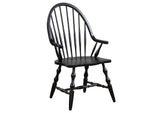 DLU-ADW4296CT-C30-AB5PC Sunset Trading Andrews 5 Piece Double Pedestal Dining Set | Chestnut Table with Antique Black Windsor Chairs