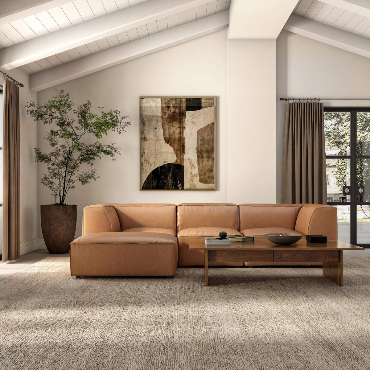 XQ-1005-40 Form Lounge Modular Sectional Sonoran Tan Leather